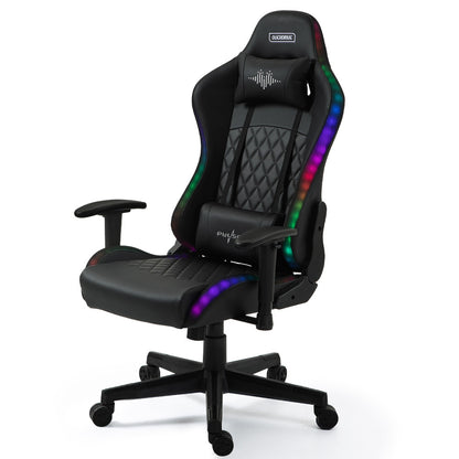 PulseX Gaming Chair with Bluetooth, RGB Lights, Reclining, Black, Adjustable