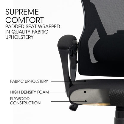 Ergonomic Mesh Office Chair with Lumbar Support, Recline & Headrest, Black