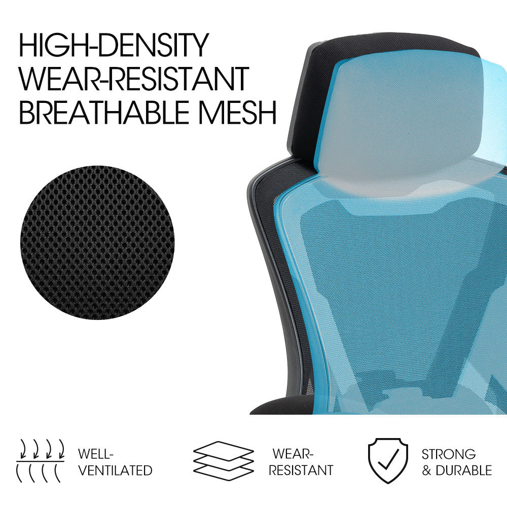 Ergonomic Mesh Office Chair with Lumbar Support, Recline & Headrest, Black