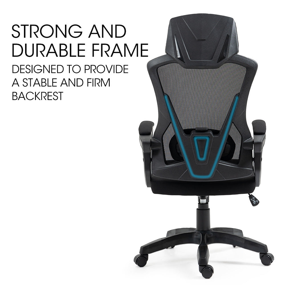 Ergonomic Mesh Office Chair with Lumbar Support, Recline & Headrest, Black