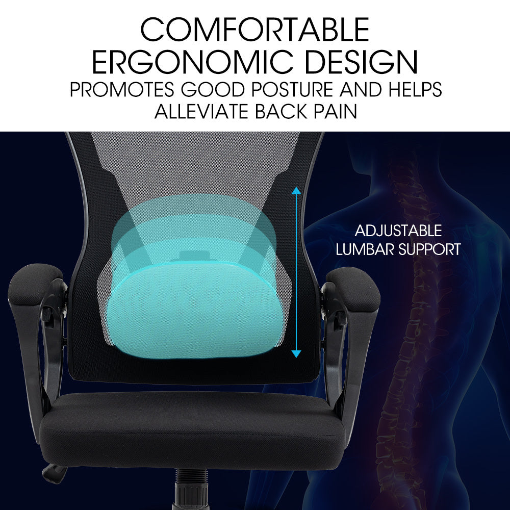 Ergonomic Mesh Office Chair with Lumbar Support, Recline & Headrest, Black