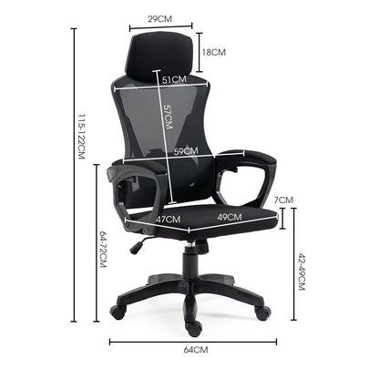 Ergonomic Mesh Office Chair with Lumbar Support, Recline & Headrest, Black