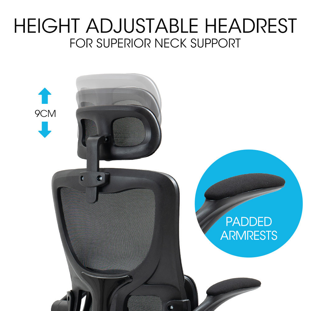 Ergonomic Mesh Office Chair with Lumbar Support and Adjustable Headrest