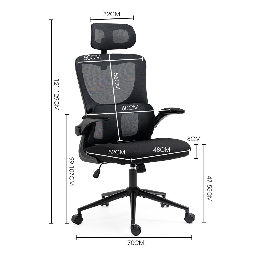 Ergonomic Mesh Office Chair with Lumbar Support and Adjustable Headrest