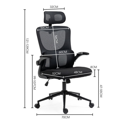 Ergonomic Mesh Office Chair with Lumbar Support and Adjustable Headrest
