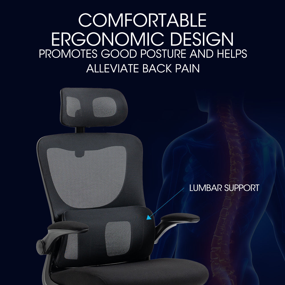 Ergonomic Mesh Office Chair with Lumbar Support and Adjustable Headrest
