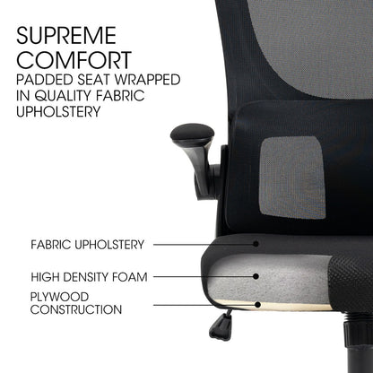 Ergonomic Mesh Office Chair with Lumbar Support, Retractable Armrests, Black