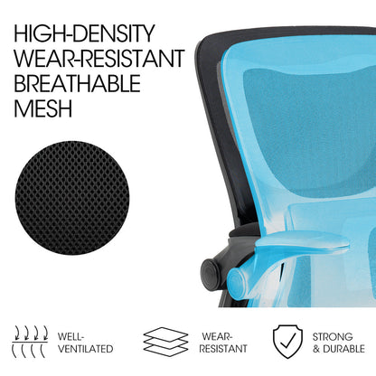 Ergonomic Mesh Office Chair with Lumbar Support, Retractable Armrests, Black