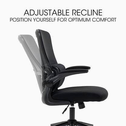 Ergonomic Mesh Office Chair with Lumbar Support, Retractable Armrests, Black
