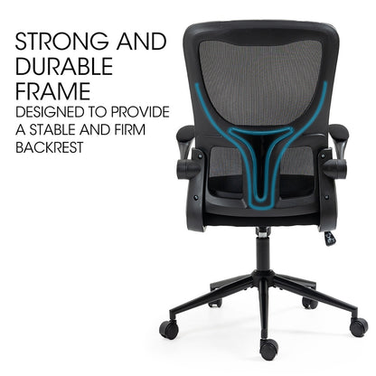 Ergonomic Mesh Office Chair with Lumbar Support, Retractable Armrests, Black