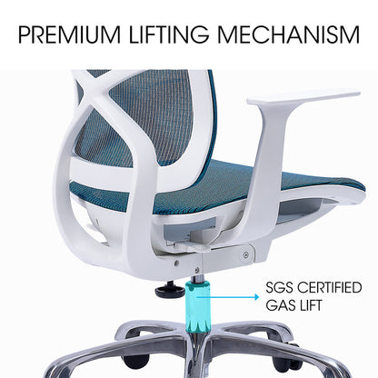 Ergonomic Mesh Office Chair with Adjustable Recline and Height, Blue/White