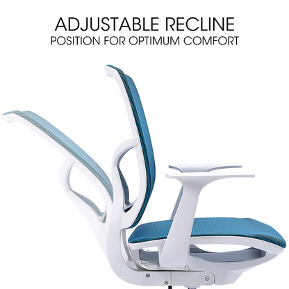 Ergonomic Mesh Office Chair with Adjustable Recline and Height, Blue/White