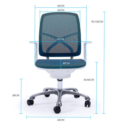 Ergonomic Mesh Office Chair with Adjustable Recline and Height, Blue/White