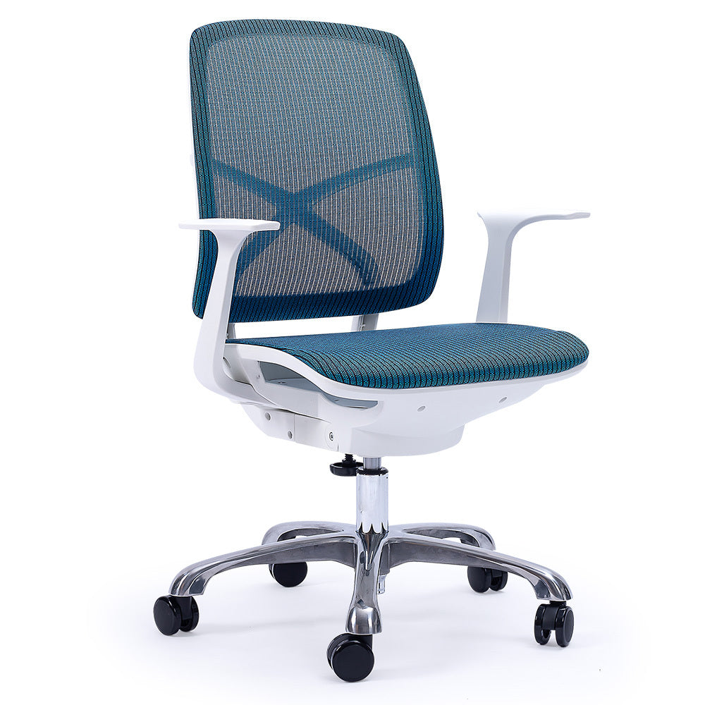 Ergonomic Mesh Office Chair with Adjustable Recline and Height, Blue/White