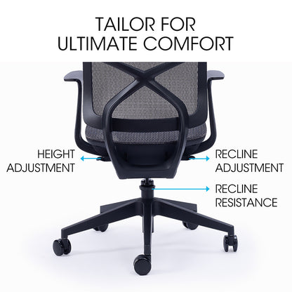 Ergonomic Office Chair with Mesh Fabric, Adjustable Recline, 120kg Capacity