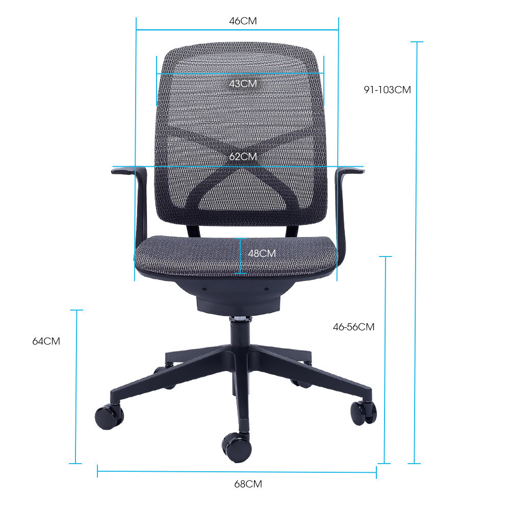 Ergonomic Office Chair with Mesh Fabric, Adjustable Recline, 120kg Capacity