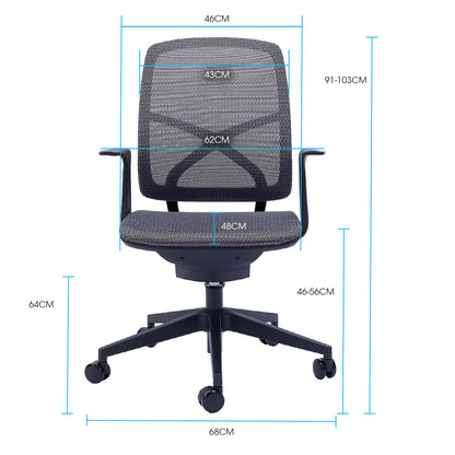 Ergonomic Office Chair with Mesh Fabric, Adjustable Recline, 120kg Capacity