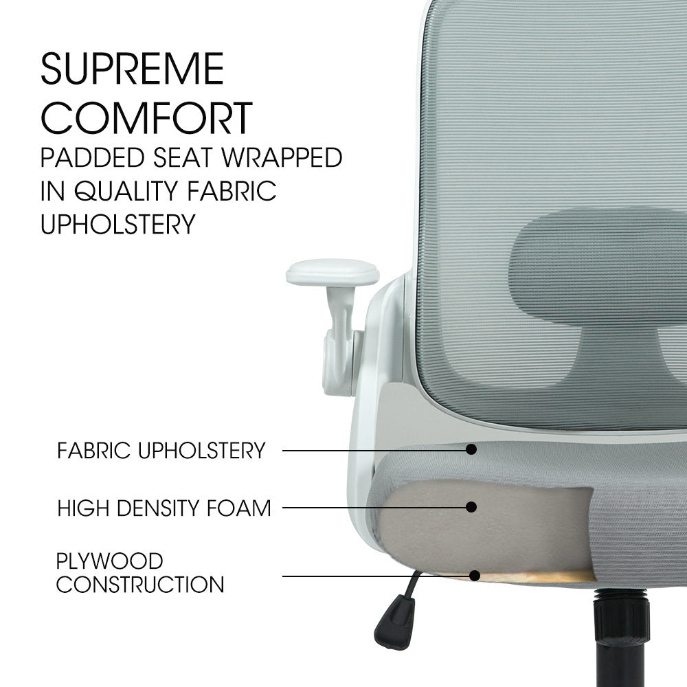 Ergonomic Office Chair with Adjustable Recline and Breathable Mesh, Grey/White