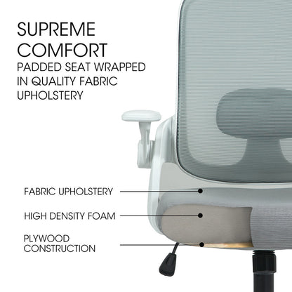 Ergonomic Office Chair with Adjustable Recline and Breathable Mesh, Grey/White