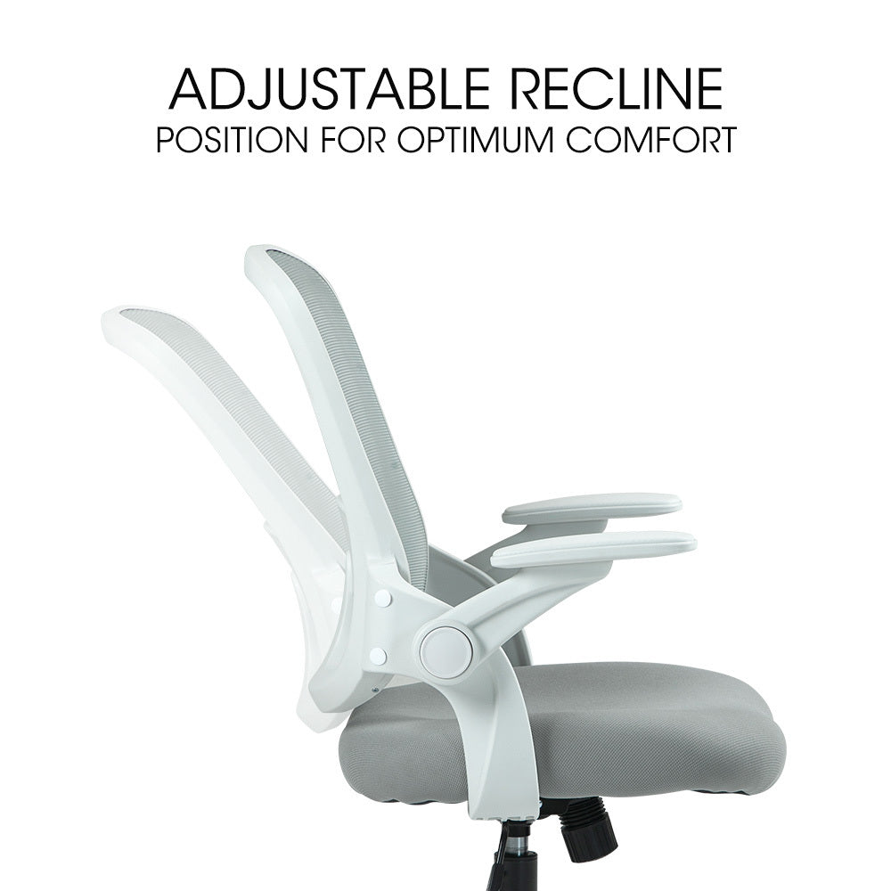 Ergonomic Office Chair with Adjustable Recline and Breathable Mesh, Grey/White