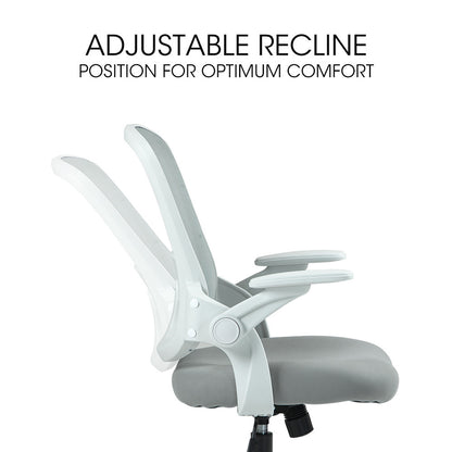 Ergonomic Office Chair with Adjustable Recline and Breathable Mesh, Grey/White