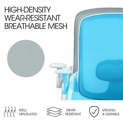 Ergonomic Office Chair with Adjustable Recline and Breathable Mesh, Grey/White