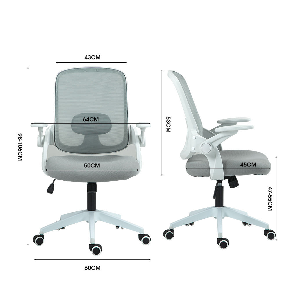 Ergonomic Office Chair with Adjustable Recline and Breathable Mesh, Grey/White