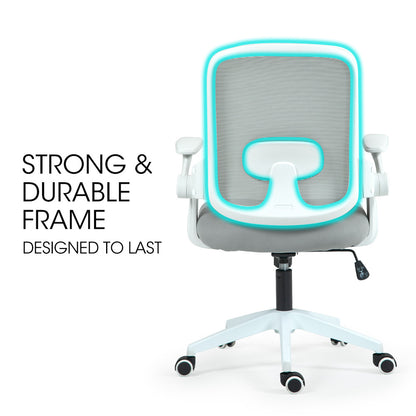 Ergonomic Office Chair with Adjustable Recline and Breathable Mesh, Grey/White