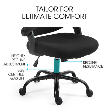 Ergonomic Mesh Office Chair with Adjustable Recline and Armrests, 0.6m Base