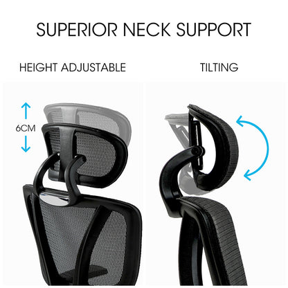 Ergonomic Mesh Office Chair with Adjustable Lumbar Support and Recline, Black