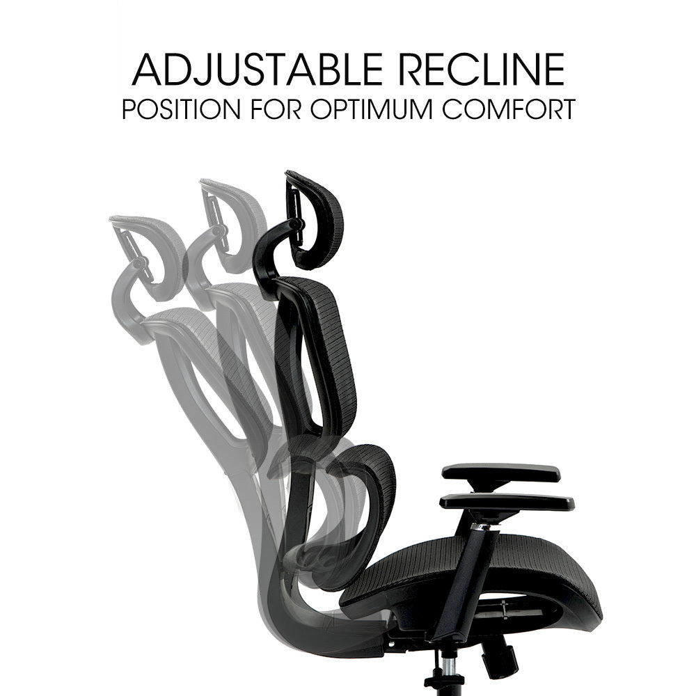Ergonomic Mesh Office Chair with Adjustable Lumbar Support and Recline, Black
