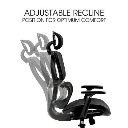 Ergonomic Mesh Office Chair with Adjustable Lumbar Support and Recline, Black