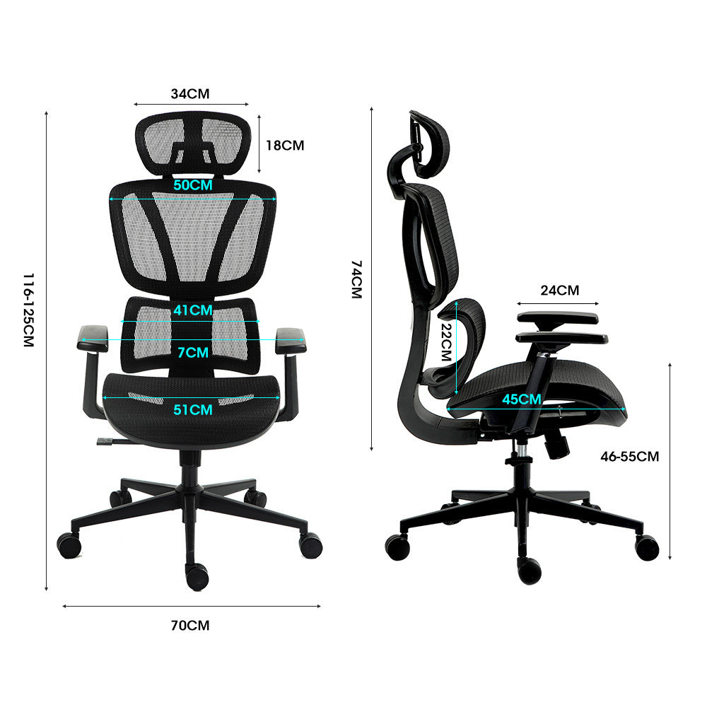 Ergonomic Mesh Office Chair with Adjustable Lumbar Support and Recline, Black