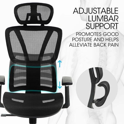 Ergonomic Mesh Office Chair with Adjustable Lumbar Support and Recline, Black