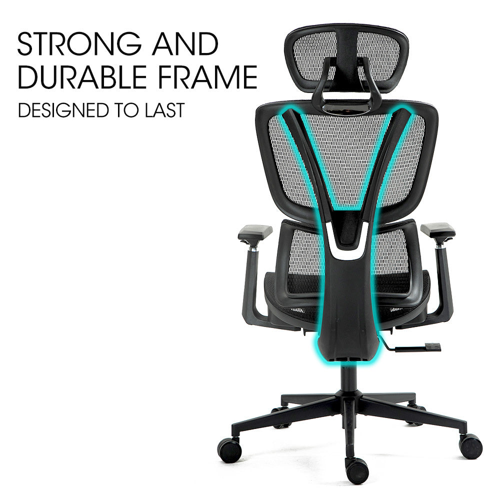 Ergonomic Mesh Office Chair with Adjustable Lumbar Support and Recline, Black