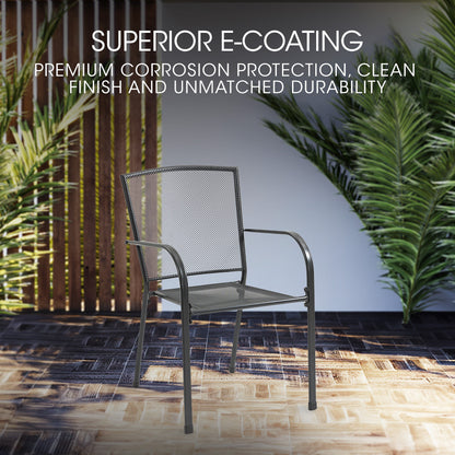 2-Piece Outdoor Dining Chair Set with E-Coating and Stackable Design