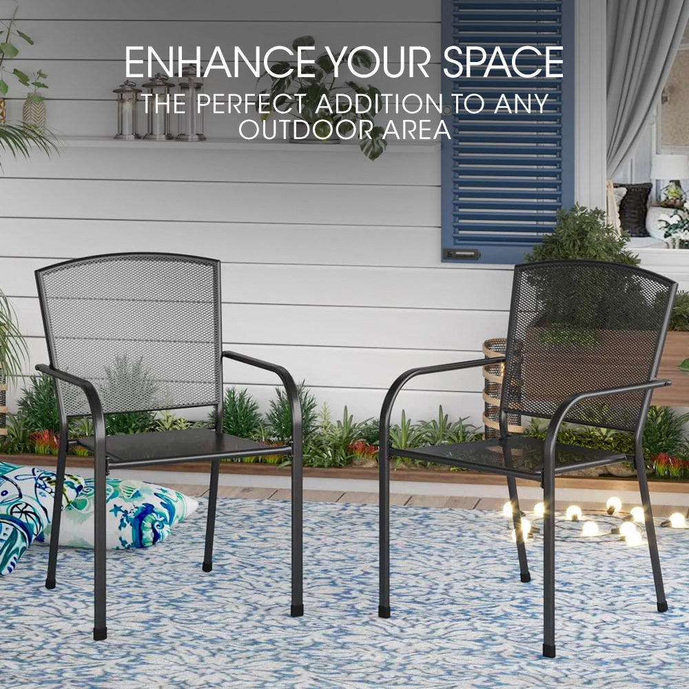 2-Piece Outdoor Dining Chair Set with E-Coating and Stackable Design