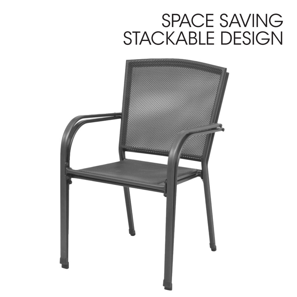2-Piece Outdoor Dining Chair Set with E-Coating and Stackable Design