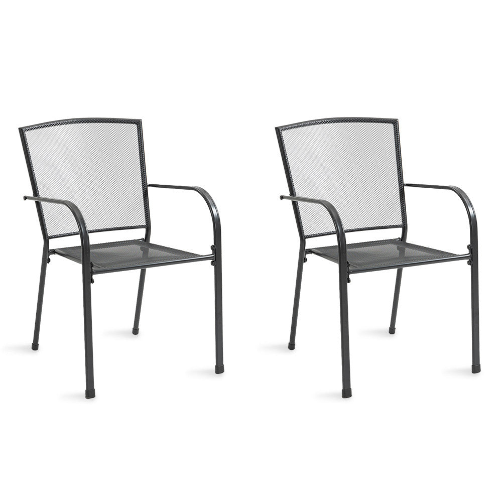 2-Piece Outdoor Dining Chair Set with E-Coating and Stackable Design