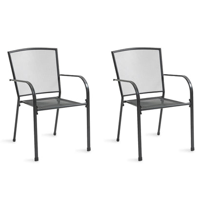 2-Piece Outdoor Dining Chair Set with E-Coating and Stackable Design