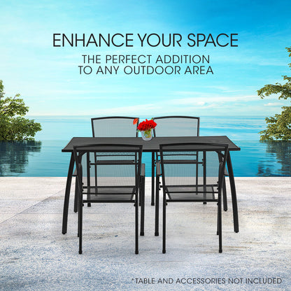 4-Piece Outdoor Dining Chair Set with E-Coating, Stackable Design