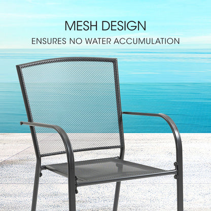 4-Piece Outdoor Dining Chair Set with E-Coating, Stackable Design