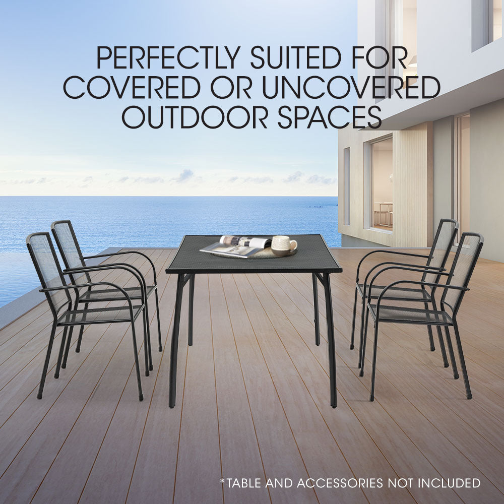 4-Piece Outdoor Dining Chair Set with E-Coating, Stackable Design
