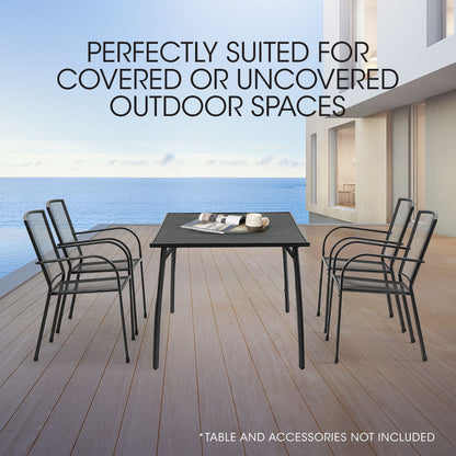 4-Piece Outdoor Dining Chair Set with E-Coating, Stackable Design