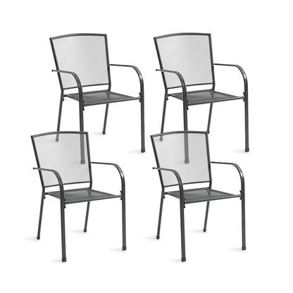 4-Piece Outdoor Dining Chair Set with E-Coating, Stackable Design