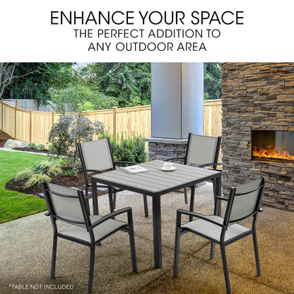 4-Piece Outdoor Dining Chair Set with Rust-Resistant Frame and Mesh Fabric