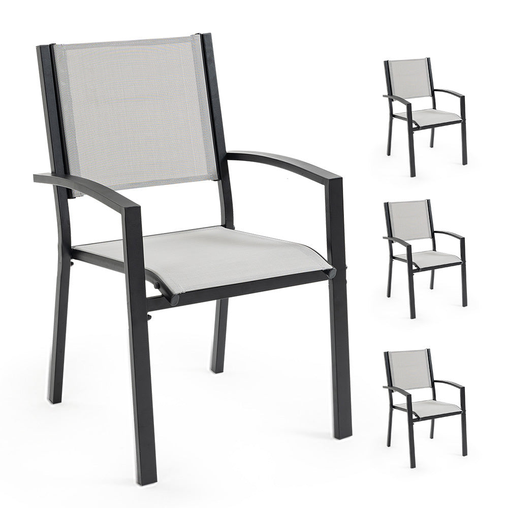 4-Piece Outdoor Dining Chair Set with Rust-Resistant Frame and Mesh Fabric