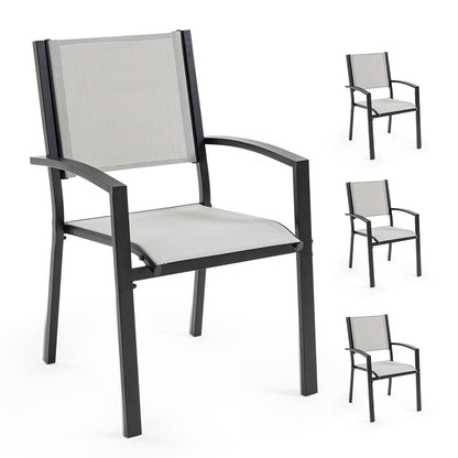 4-Piece Outdoor Dining Chair Set with Rust-Resistant Frame and Mesh Fabric