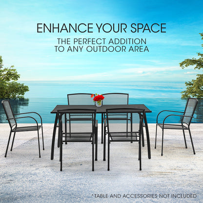6-Piece Outdoor Dining Chair Set with E-Coating, Stackable Design