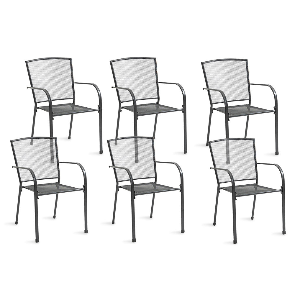 6-Piece Outdoor Dining Chair Set with E-Coating, Stackable Design
